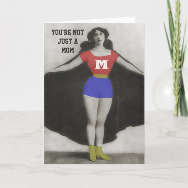 Super Hero Mum Vintage Photo Art Birthday Card (Front)