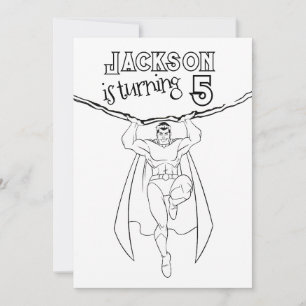 Super Hero Party Invite colouring in colour