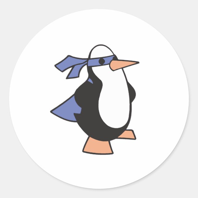 super hero penguin classic round sticker (Front)