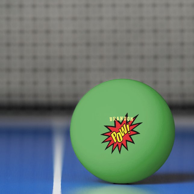 Super Hero Pow Custom Colour Personalised Ping Pong Ball (Net)