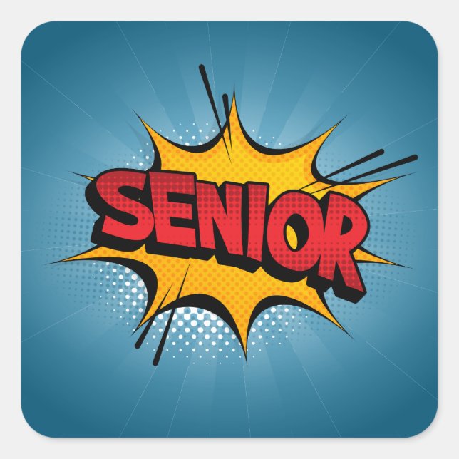 Super Hero Senior Square Sticker (Front)