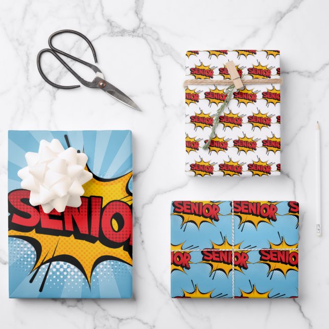 Super Hero Senior Wrapping Paper Sheet (Front)
