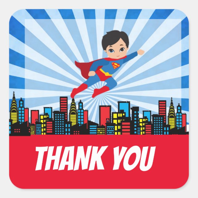 Super Hero Thank You  Square Sticker (Front)