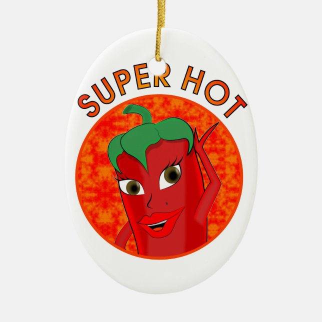 Super Hot Pepper Diva Ceramic Tree Decoration (Front)