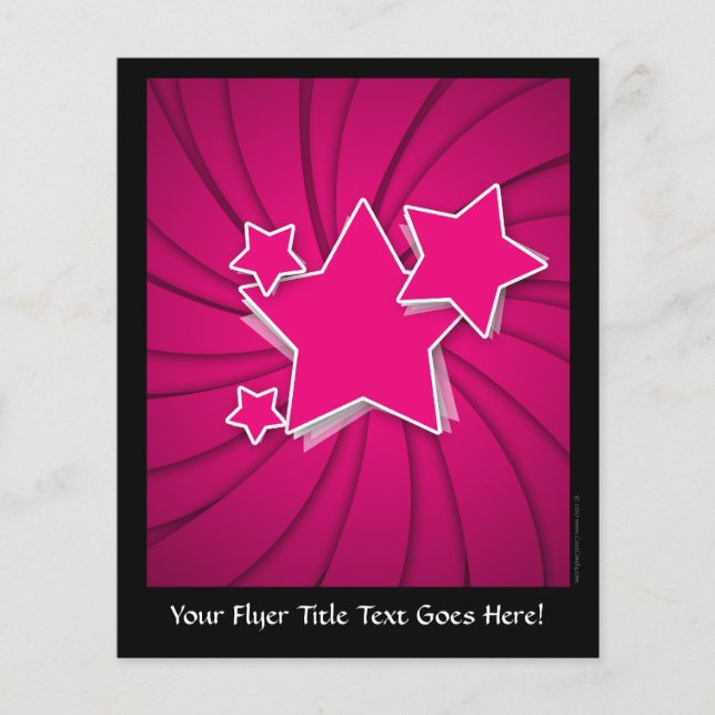 Super Hot Pink Stars and Swirl Background Flyer (Front)