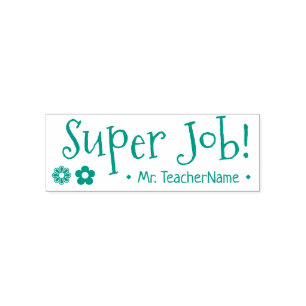 "Super Job!" Teacher Feedback Rubber Stamp