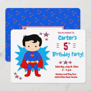 Super Kid - Boy's Birthday Party Invitation