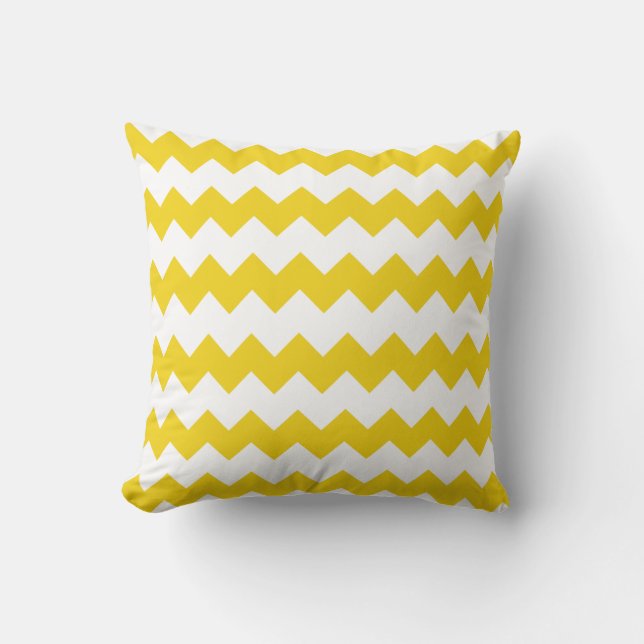 Super Lemon Yellow Block Chevron Pillow (Front)
