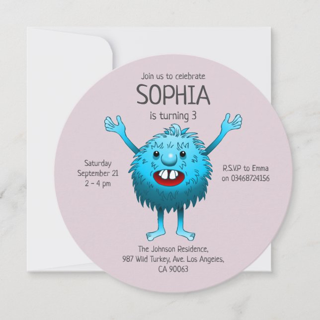 Super lovely and cute creature invitation (Front)