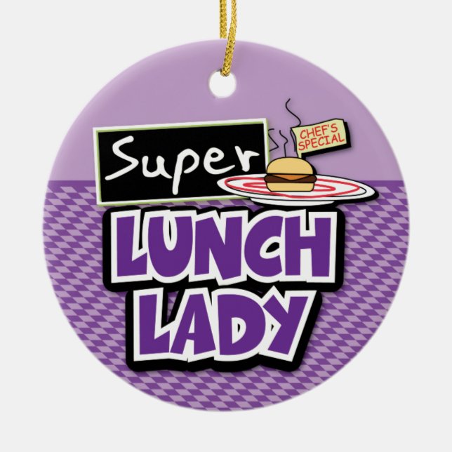 Super Lunch Lady Ceramic Tree Decoration (Front)