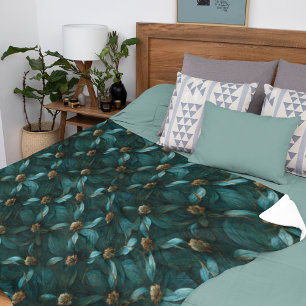 Super Luxe Teal & Gold  Fleece Blanket