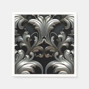 Super Luxury Silver Leaves Design Napkin