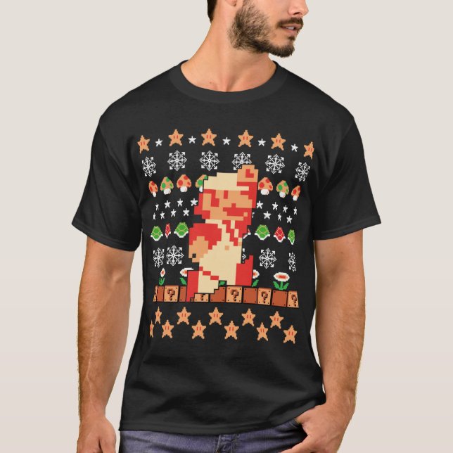 Super Mario Mario Piel Christmas funny T-Shirt (Front)