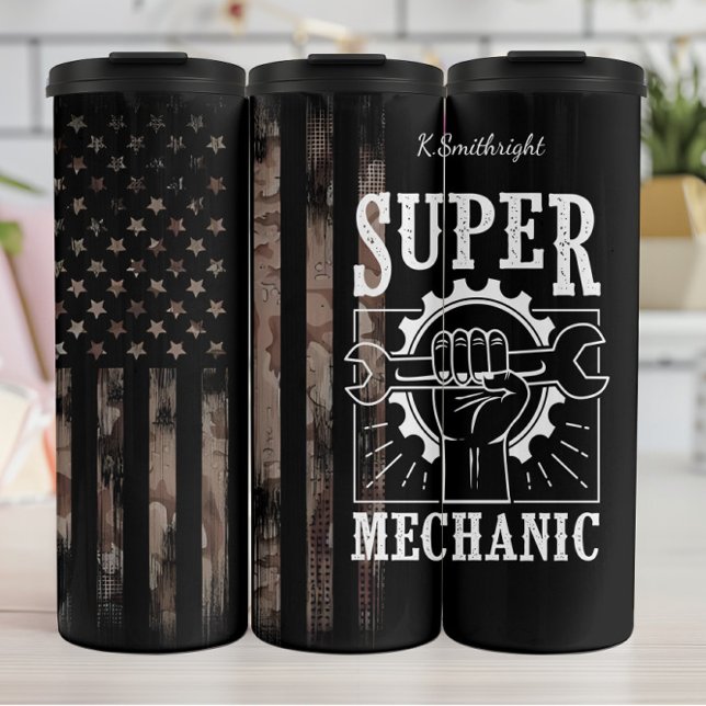 Super Mechanic Camouflage American Flag Thermal Tumbler (Creator Uploaded)