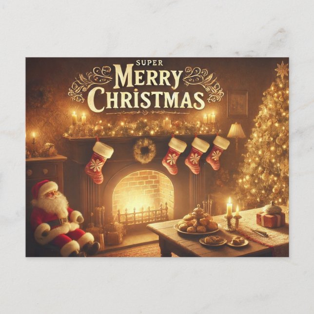 Super Merry Christmas  Postcard (Front)