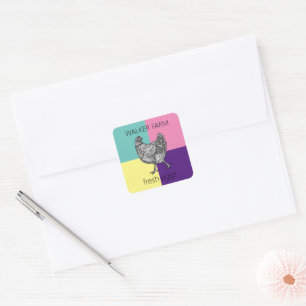 super modern colourful farmstead egg carton square sticker