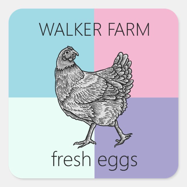 super modern colourful farmstead egg carton square sticker (Front)