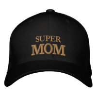 SUPER MOM embroidered baseball cap gold / black