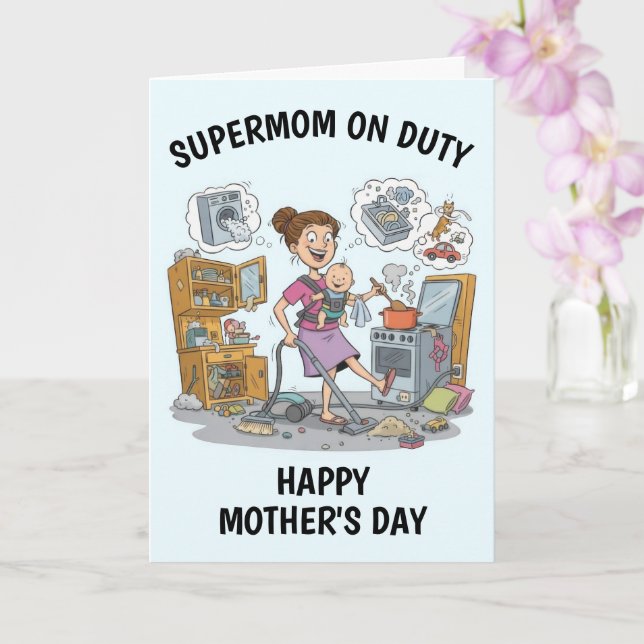 Super Mom Mother's Day Card (Orchid)