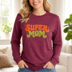 SUPER MOM Playful Retro Groovy Typography Tri-Blend Shirt