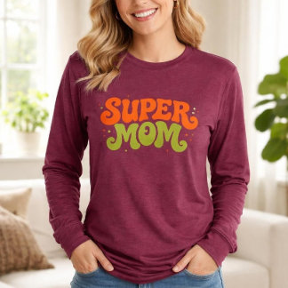 SUPER MOM Playful Retro Groovy Typography Tri-Blend Shirt