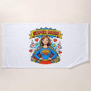 Super Mom: The Floral Superheroine Beach Towel