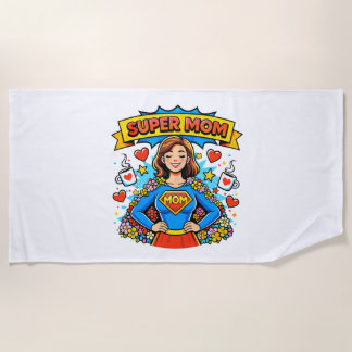 Super Mom: The Floral Superheroine Beach Towel