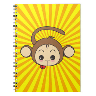 Super Monkey Face on Sunburst Background Notebook