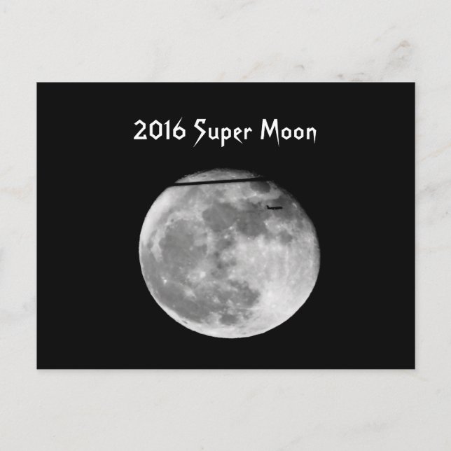 Super Moon with Aeroplane Passing/Customisable! Postcard (Front)