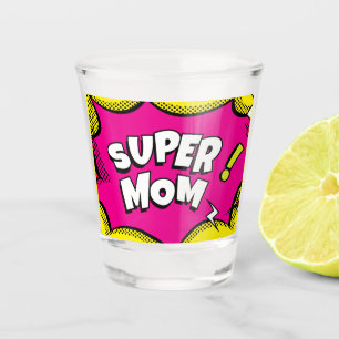 “Super Mum” Colourful Comic Book Pop Art Shot Glass