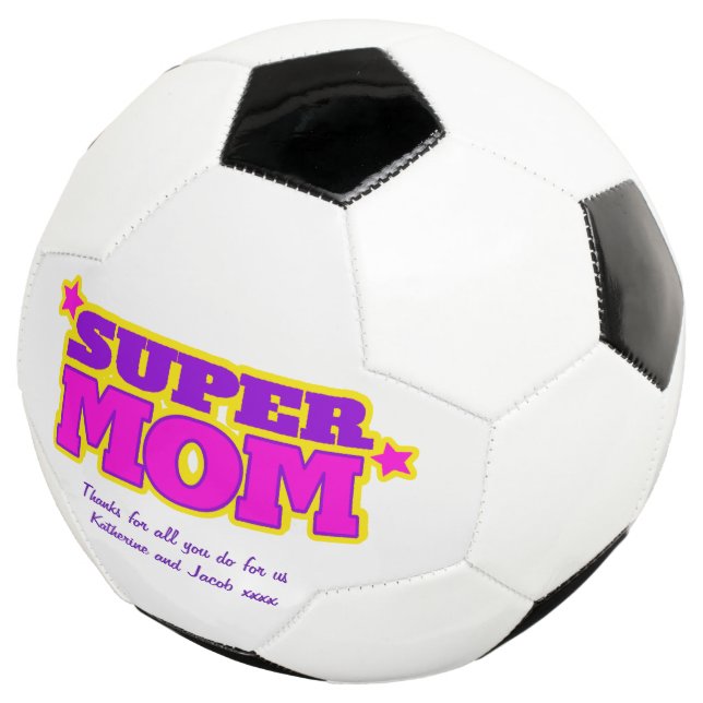 Super Mum custom message pink purple yellow ball (Three Quarter)