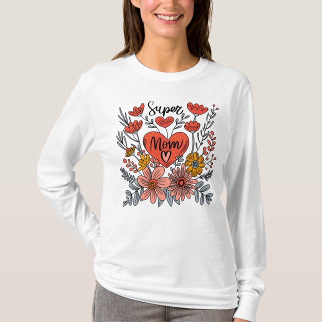 Super Mum Floral Long Sleeve Sweater (Front)