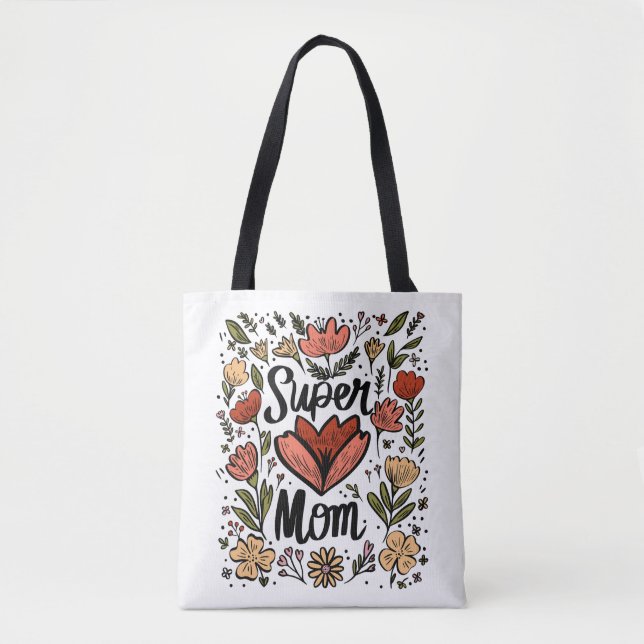 Super Mum Floral Tote Bag (Front)