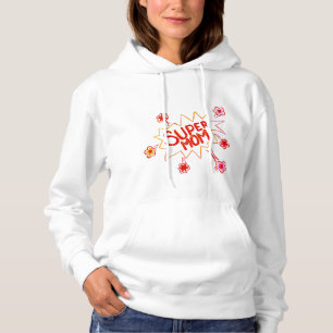 Super Mum Flower Comic Bubble Drawing Mother Hoodie