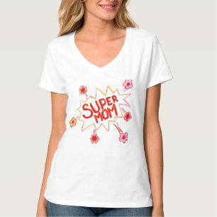 Super Mum Flower Comic Bubble Drawing Mother  T-Shirt