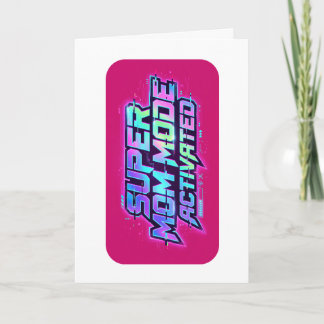 Super Mum Mode Activated Retro Glitch Text Card