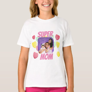 Super Mum Pink and colourful hearts   Mother's Day T-Shirt
