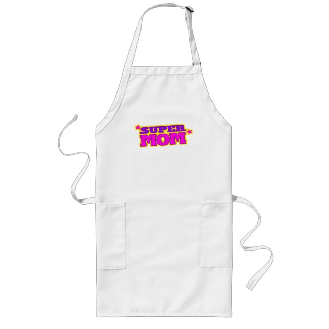 Super mum pink purple graphic stars long apron (Front)