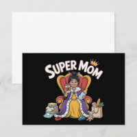 Super Mum Queen Sitting on Throne Cartoon