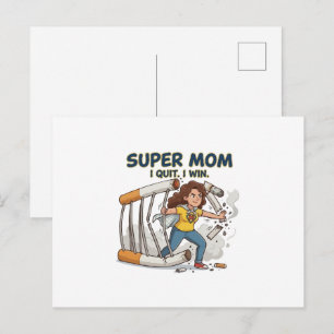 Super Mum Quit Smoking Success Postcard