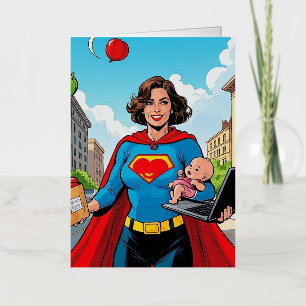“Super Mum” Retro comic-book style Foil Greeting Card