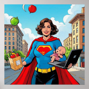“Super Mum” Retro comic-book style Poster