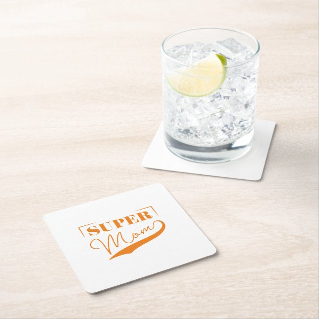 Super Mum Square Paper Coaster (Insitu)