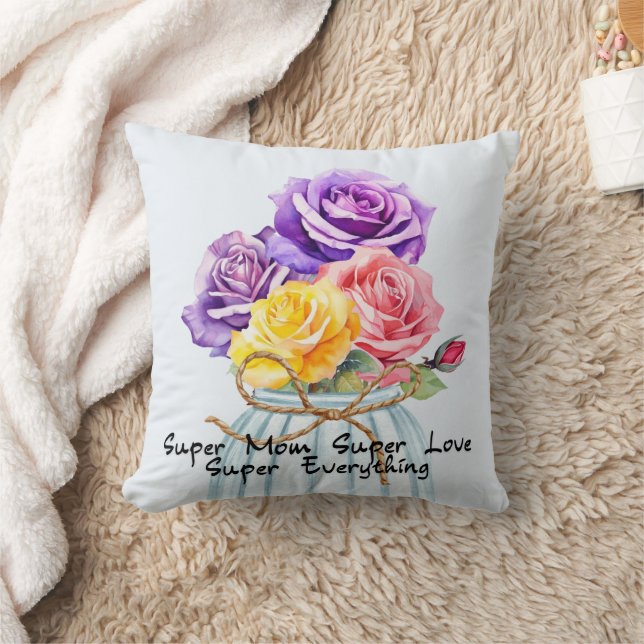 Super Mum Super Love Throw Pillow (Blanket)