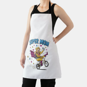 Super Mum Superhero Riding Bike with Baby Gift Apron