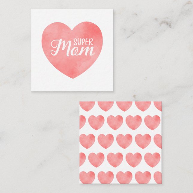 Super Mum text in pink heart, mother's day design Card (Front/Back)