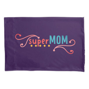 Super Mum wording with hand drawn basic shapes  Pillowcase