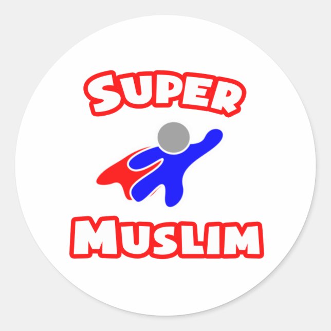 Super Muslim Classic Round Sticker (Front)