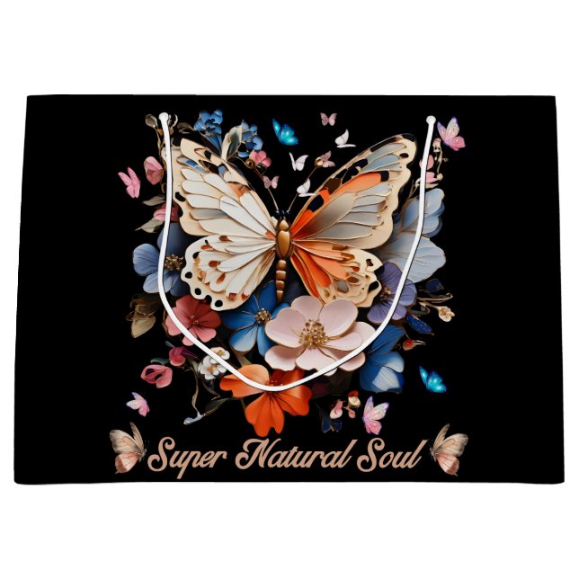 Super Natural Soul: Butterfly Garden Art Large Gift Bag (Front)