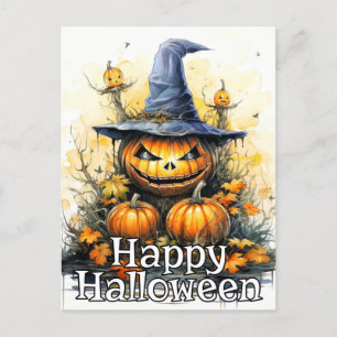 Super Nefarious Happy Halloween Pumpkin Postcard